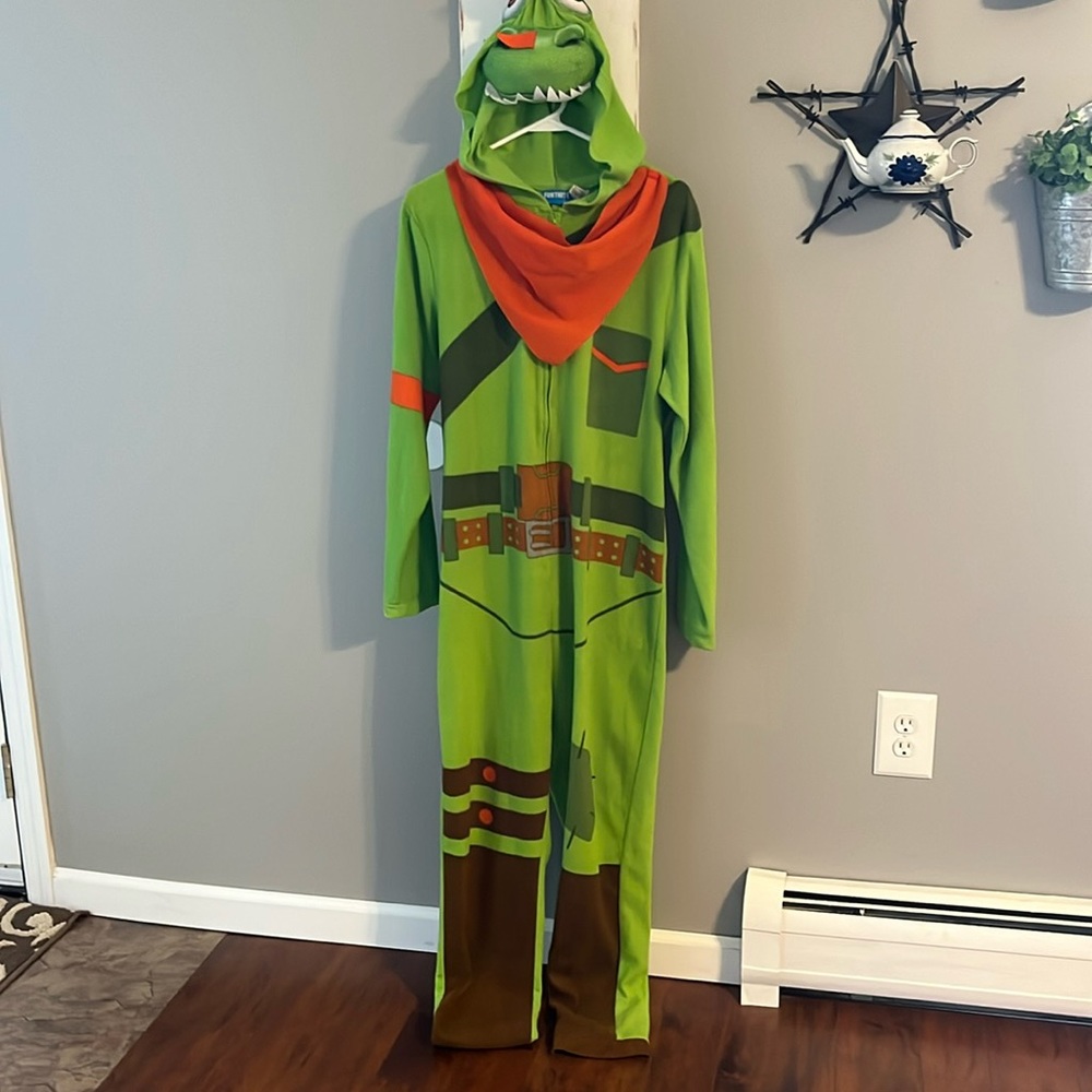 Mens Fortnite Rex unionsuit zip-up pajama costume